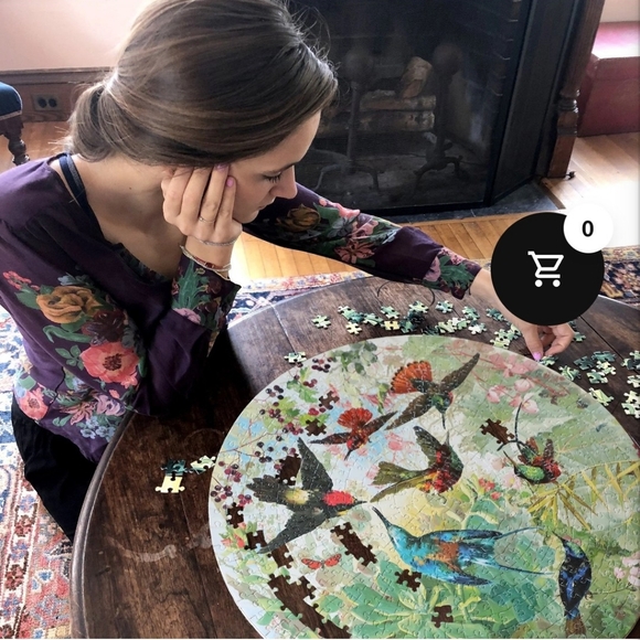 Eeboo Hummingbirds 500 Piece Round Puzzle - Picture 4 of 6